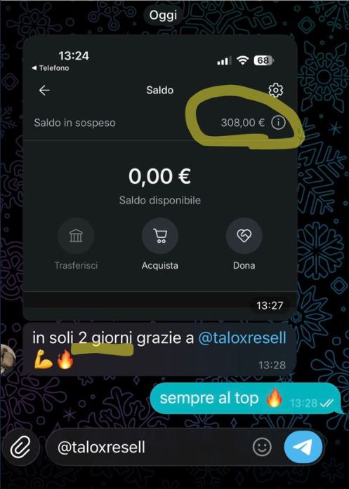 Saldo guadagnato da uno studente Talox Resell